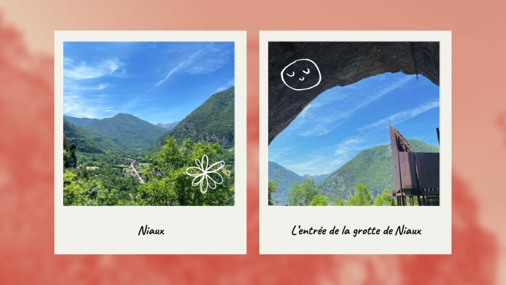 Deux photos de Niaux et de sa grotte